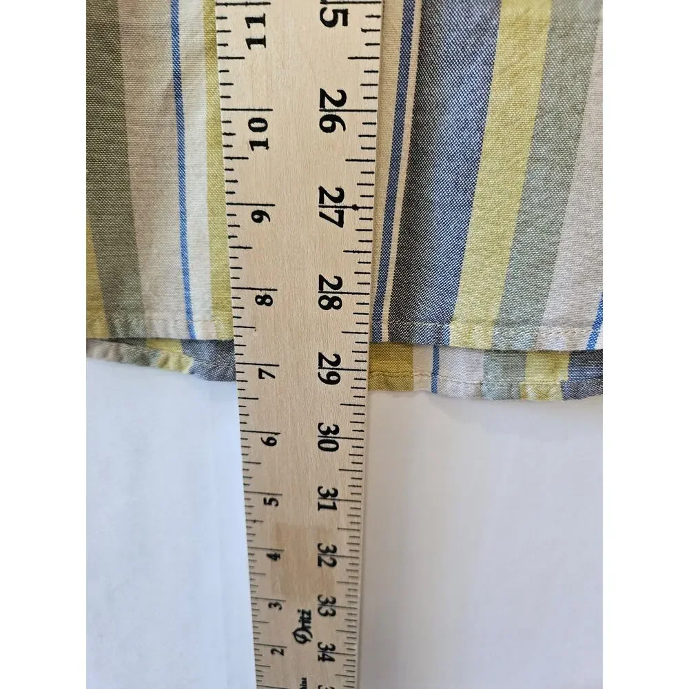 Levi's Button Up Stripes Short Sleeve Shirt Yellow White Blue Large